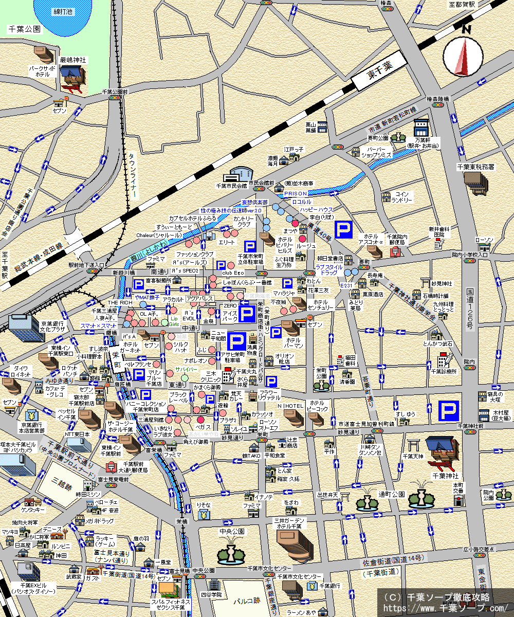 千葉栄町ソープ街MAP
